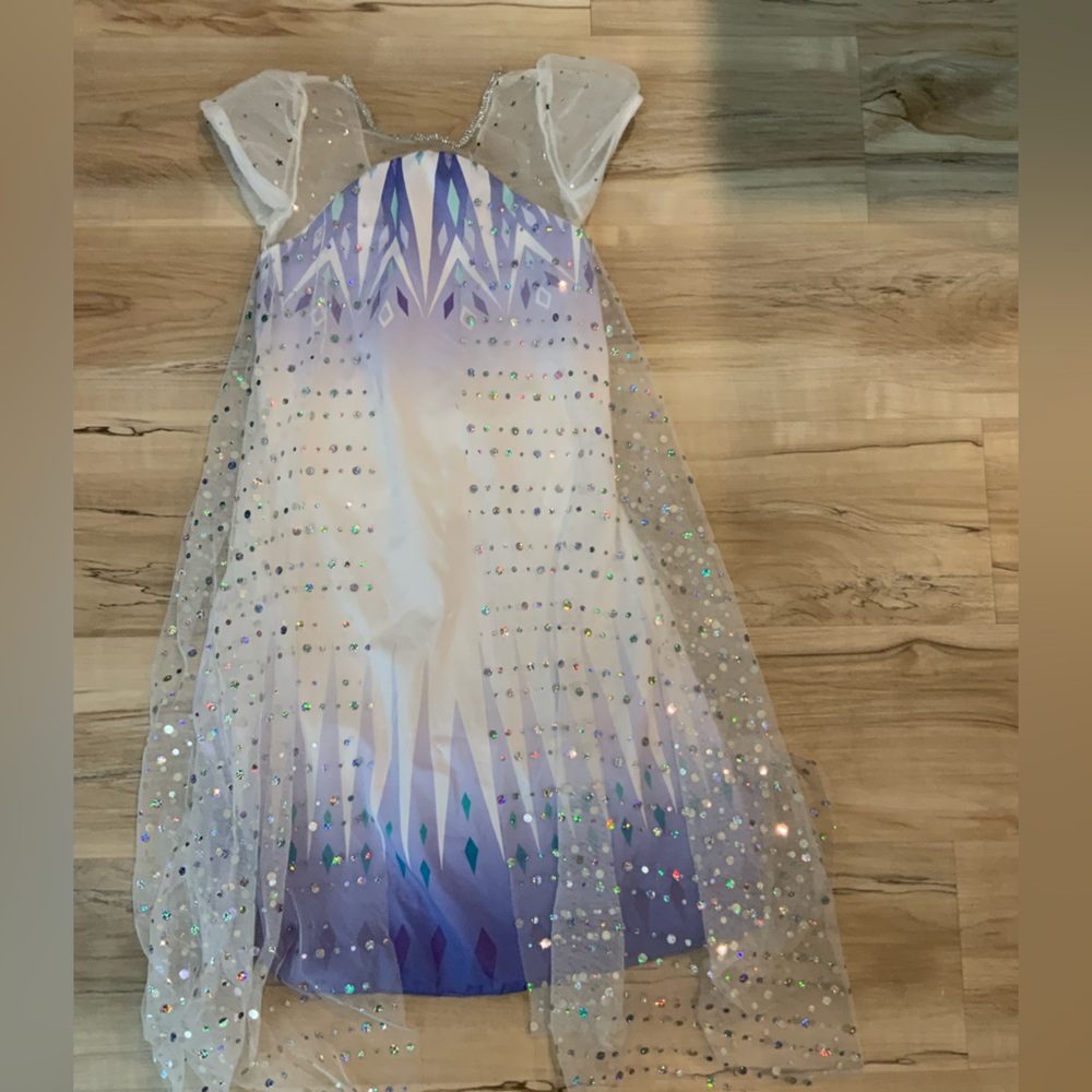 Girls' Frozen Elsa Sparkle Purple & White Princess Costume Dress